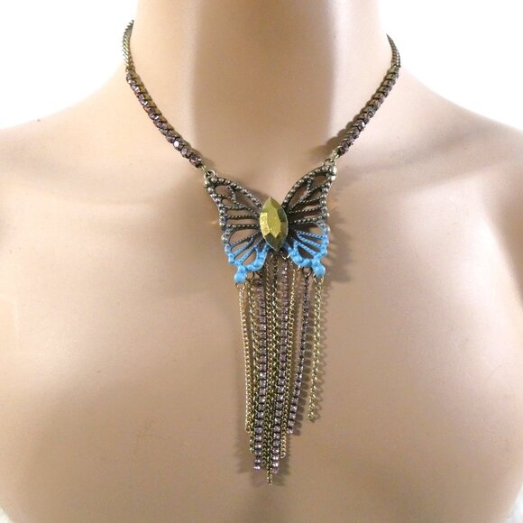 NWT Betsey Johnson Women's Boho Butterfly Fringe Pendant Necklace - Picture 12 of 12
